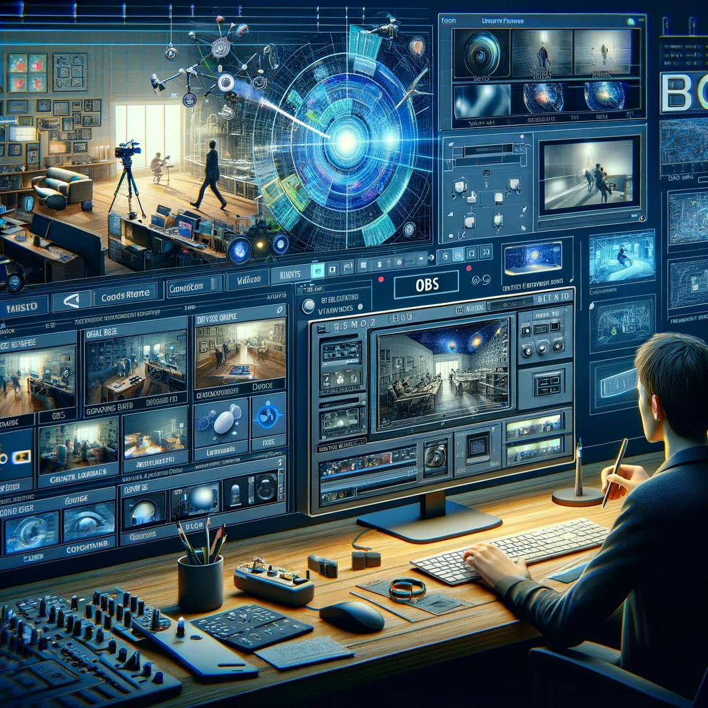 An illustrative depiction of using OBS (Open Broadcaster Software) for manipulating video feeds in the context of remote testing